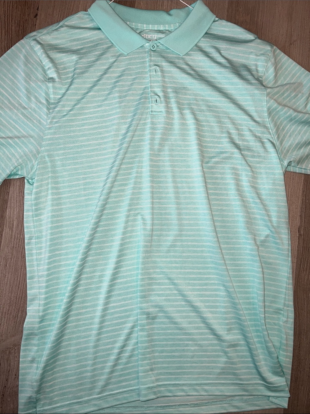bcg Men's Light Blue Striped Polo Shirt
